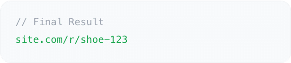Final result: site.com/r/shoe-123.